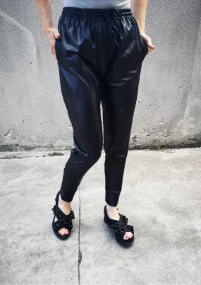 ELEGANT SWEATPANTS - black shiny