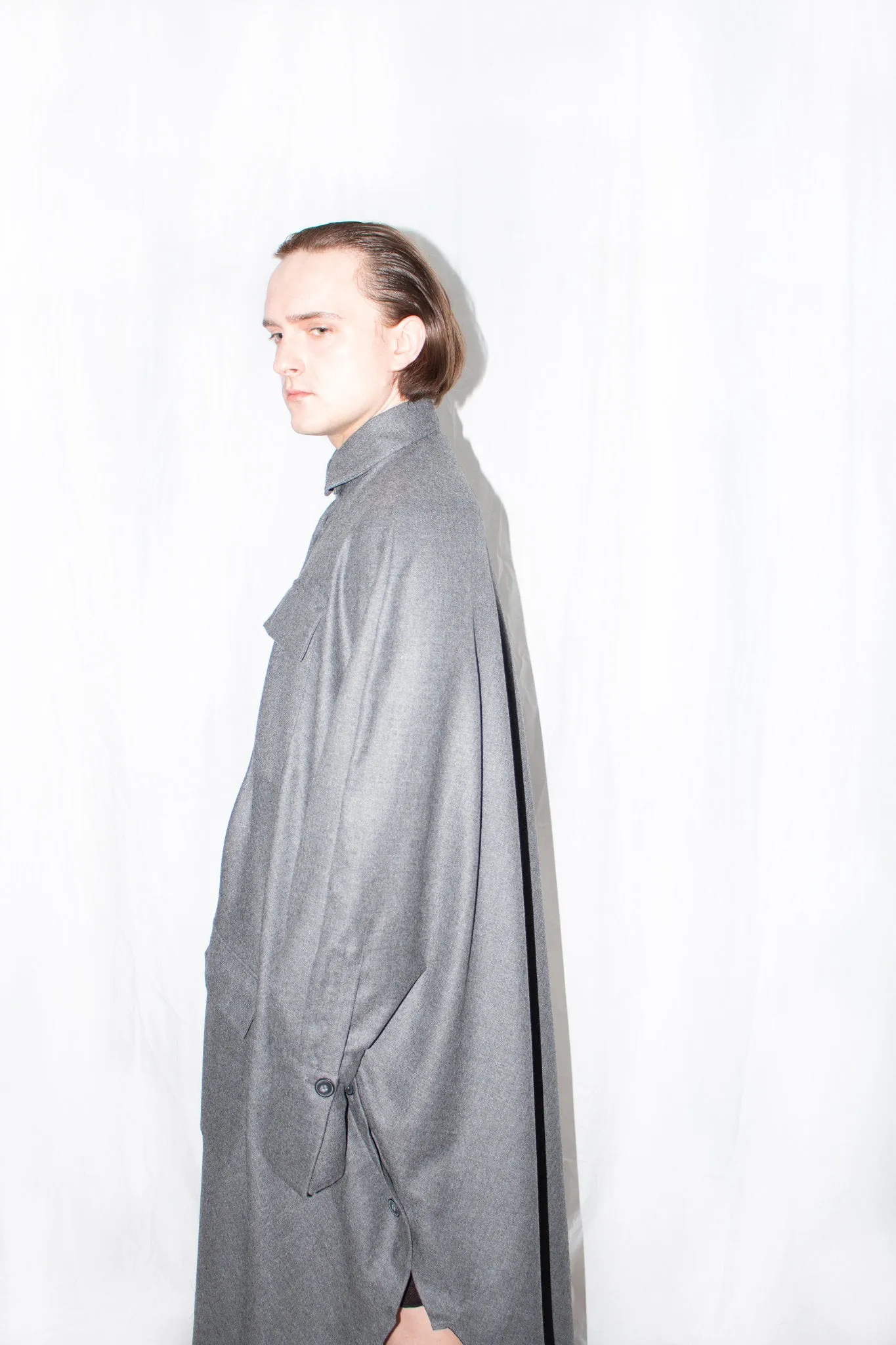 Elongated Wool Cloak Shirt