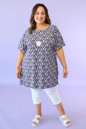 Fallon Tunic in Purple Geo Print