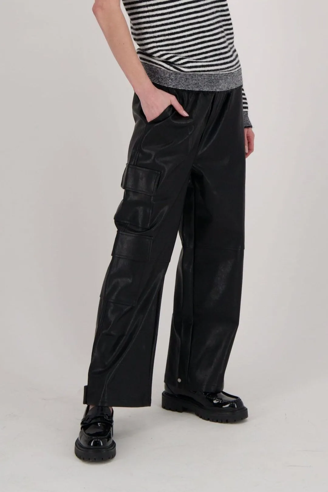 Faux Leather Utility Cargo Pant