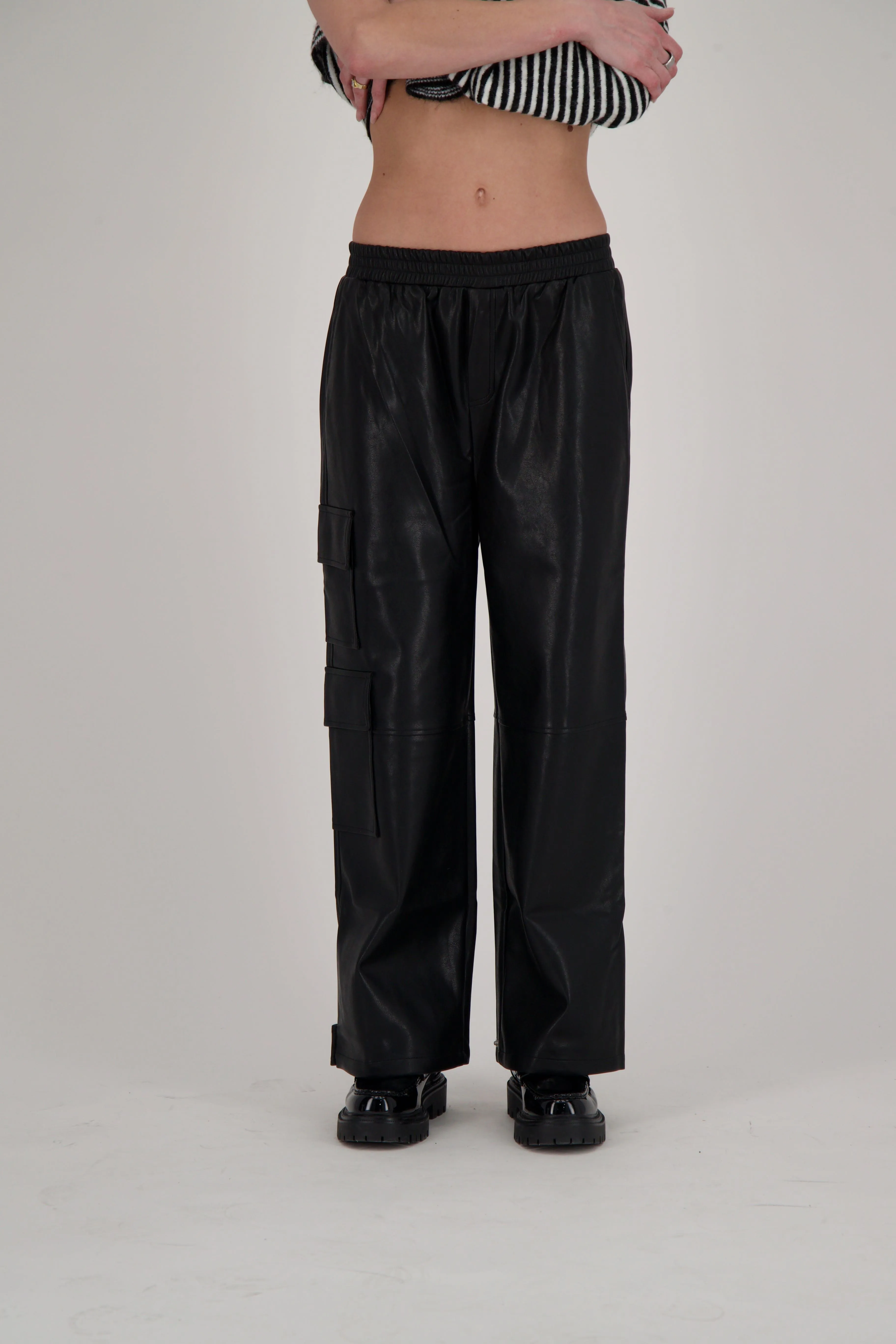 Faux Leather Utility Cargo Pant