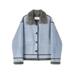 Faux Shearling Button-Up Jacket