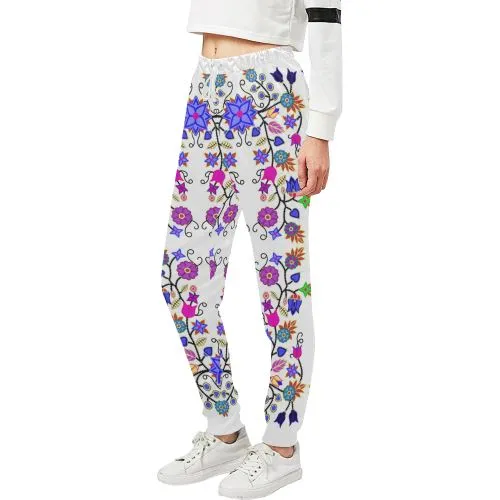 Floral Beadwork Seven Clans White Women's Sweatpants