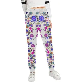 Floral Beadwork Seven Clans White Women's Sweatpants