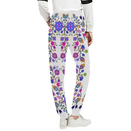 Floral Beadwork Seven Clans White Women's Sweatpants