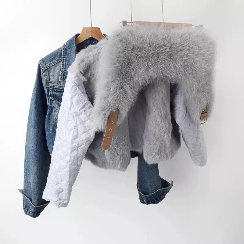 Fur Collar Lining Denim Jacket