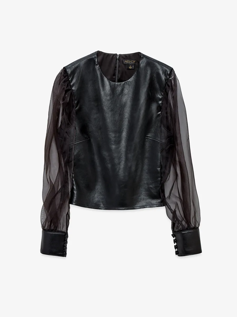 GENEVIEVE RECYCLED LEATHER TOP