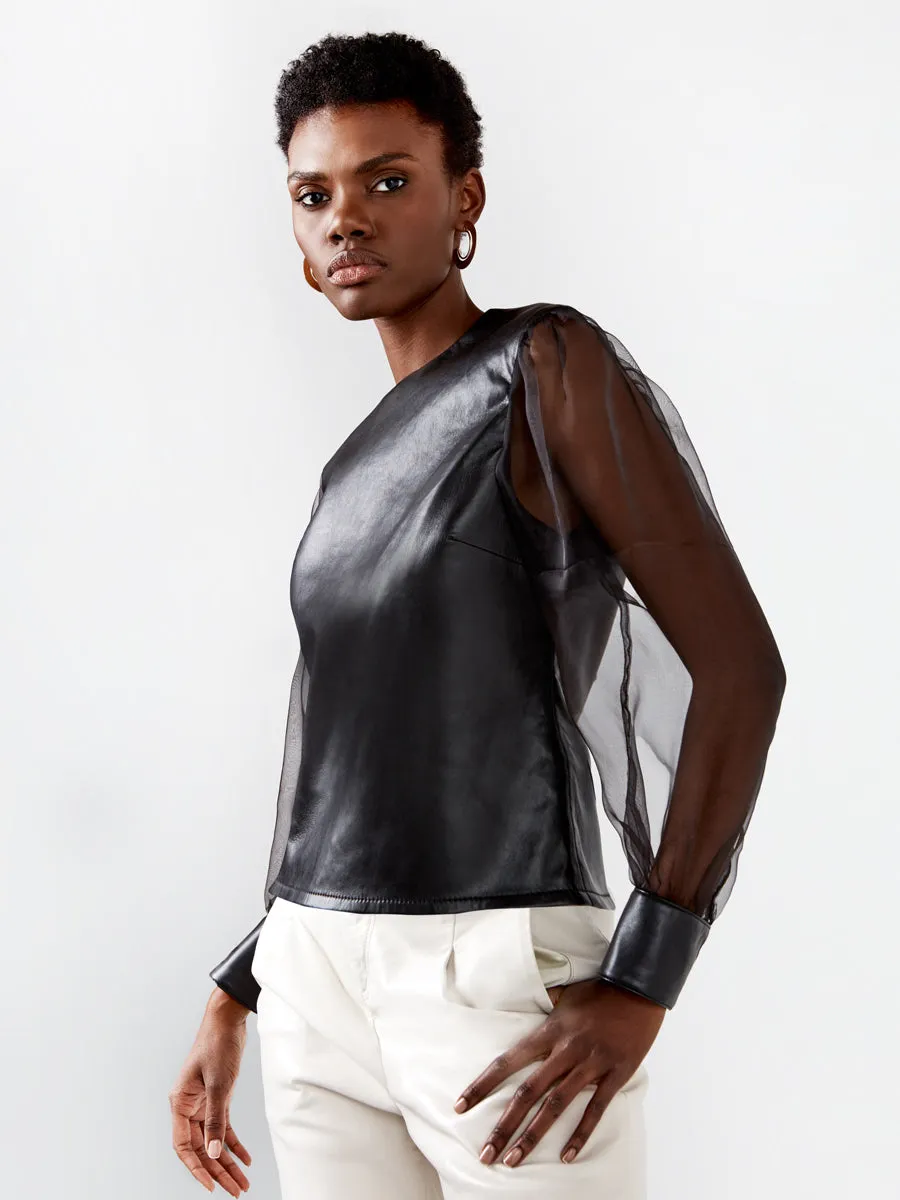 GENEVIEVE RECYCLED LEATHER TOP