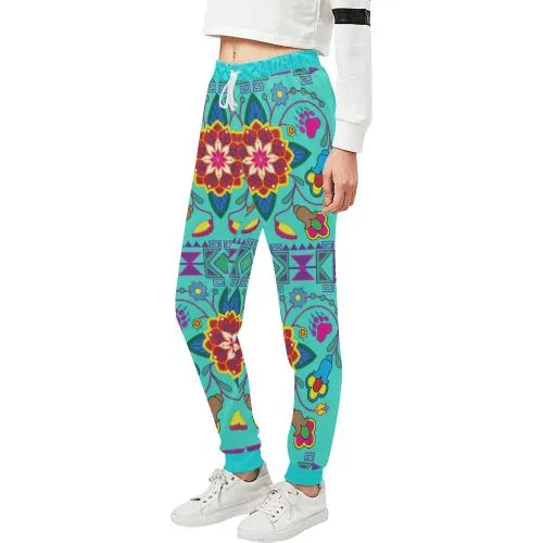 Geometric Floral Winter-Sky Women's Sweatpants