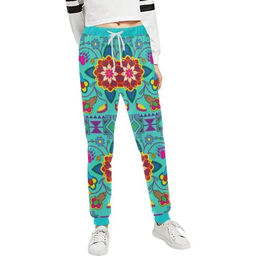 Geometric Floral Winter-Sky Women's Sweatpants