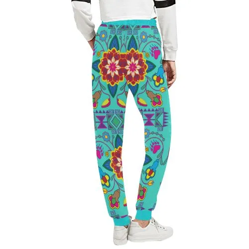 Geometric Floral Winter-Sky Women's Sweatpants