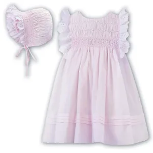 Girls Pink Dress & Bonnet