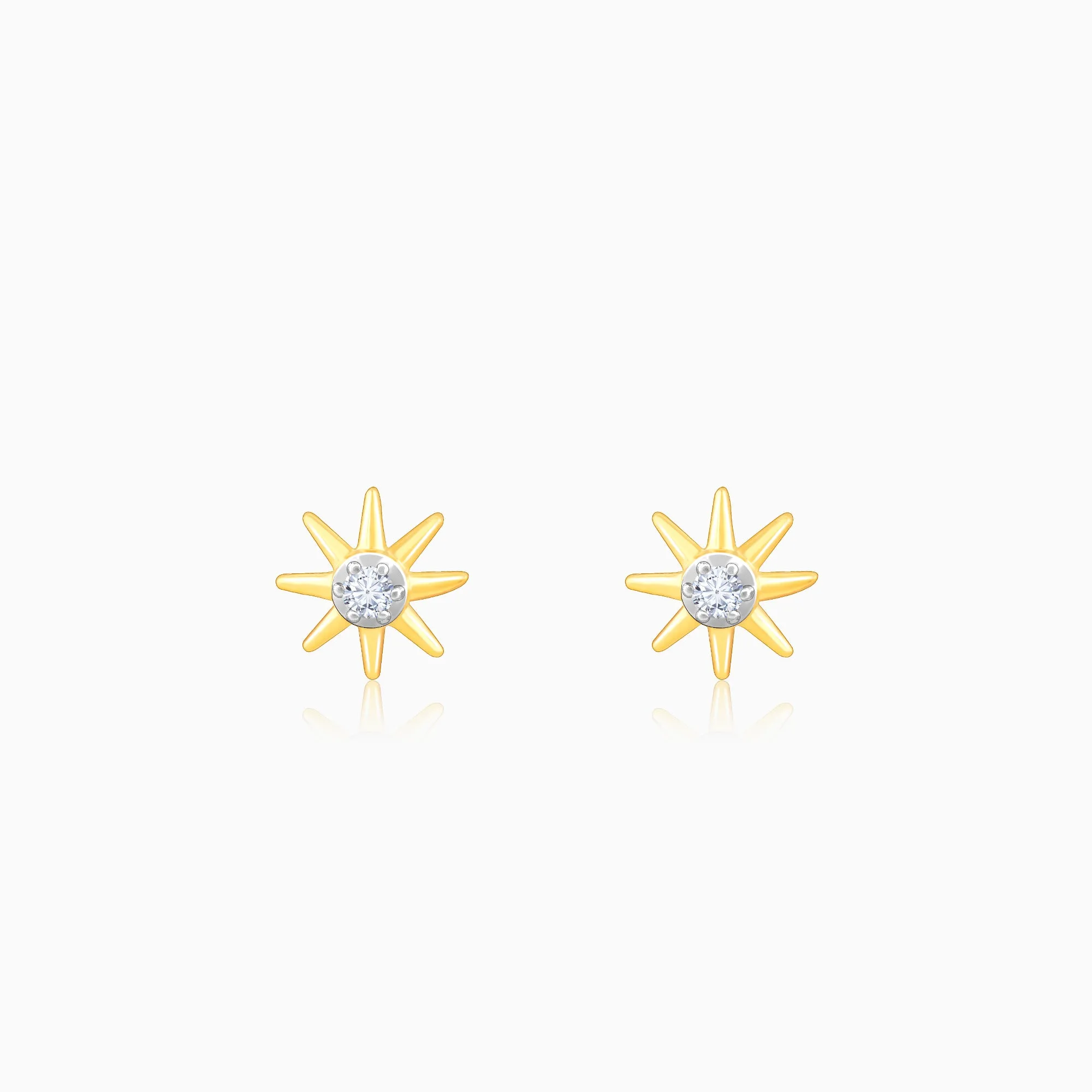 Gold Sunbeam Diamond Earrings