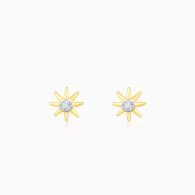 Gold Sunbeam Diamond Earrings