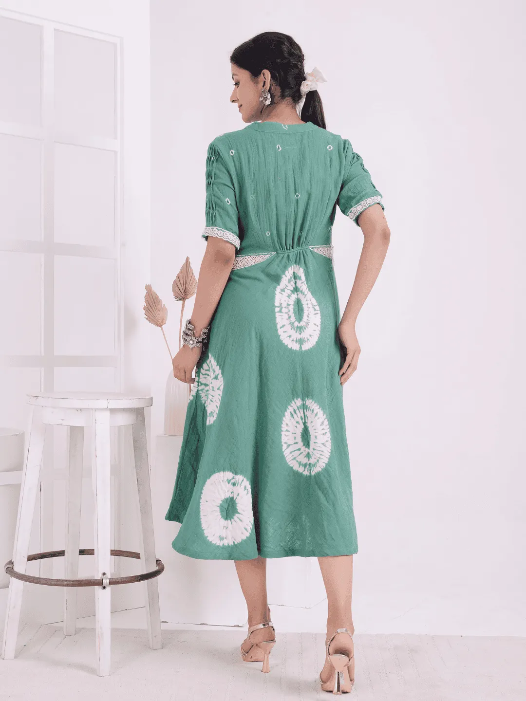 Green Tie-Dye Women Dress