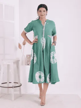 Green Tie-Dye Women Dress