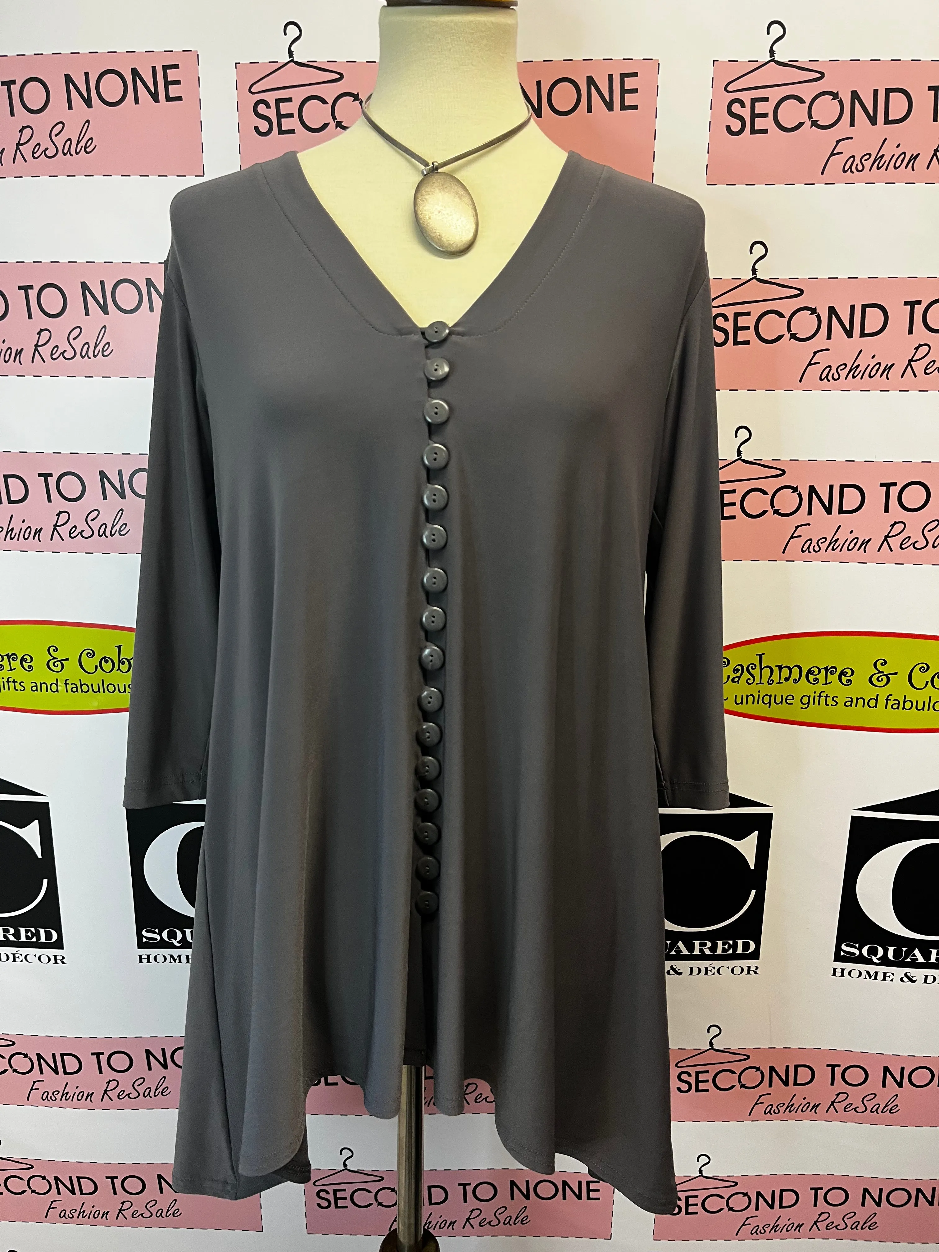 Grey Button Front Tunic (Size 10)