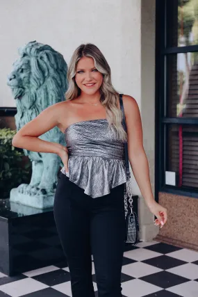 Gun Metal Strapless Crop Top