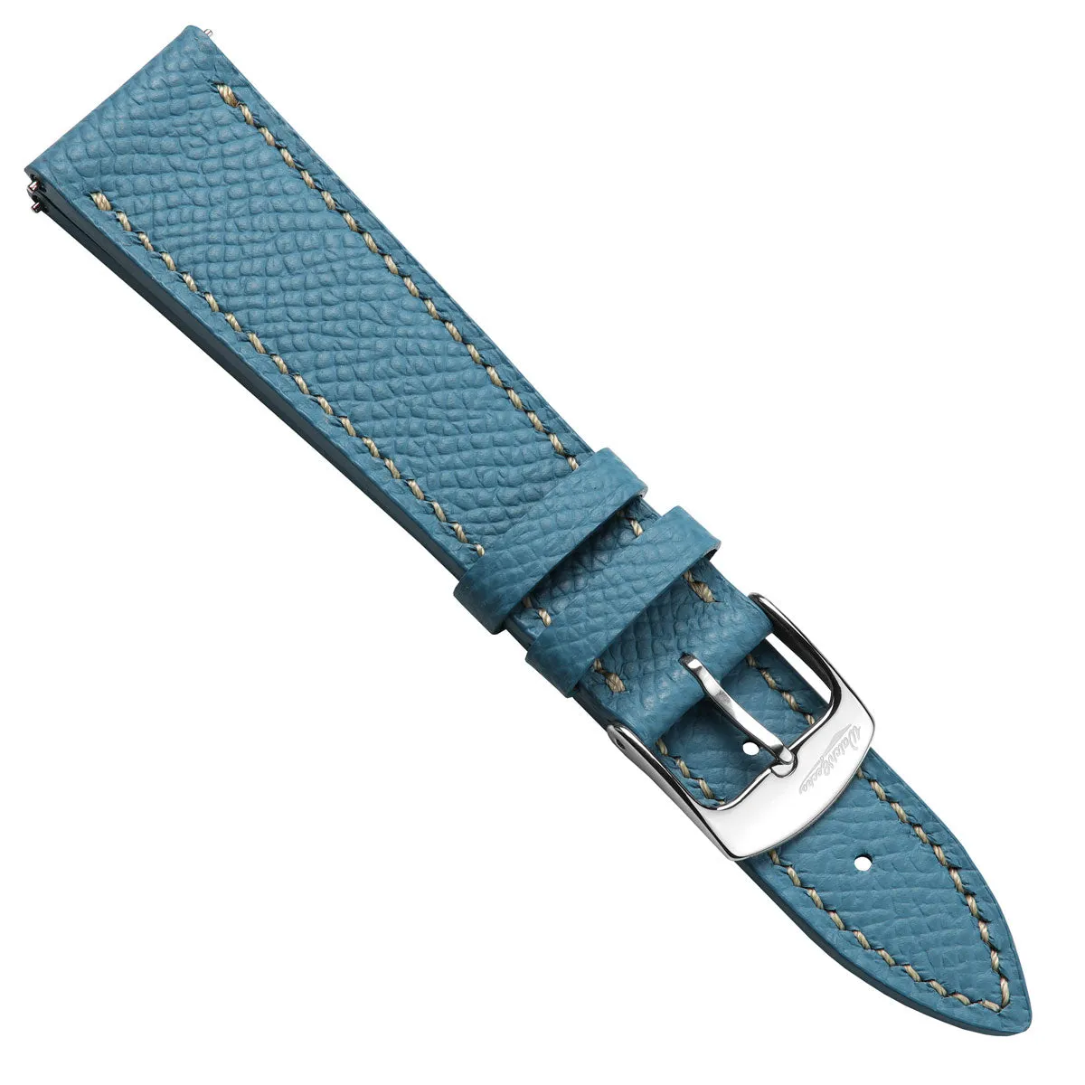 Hand Stitched Epsom Alpine Leather Watch Strap - Light Blue