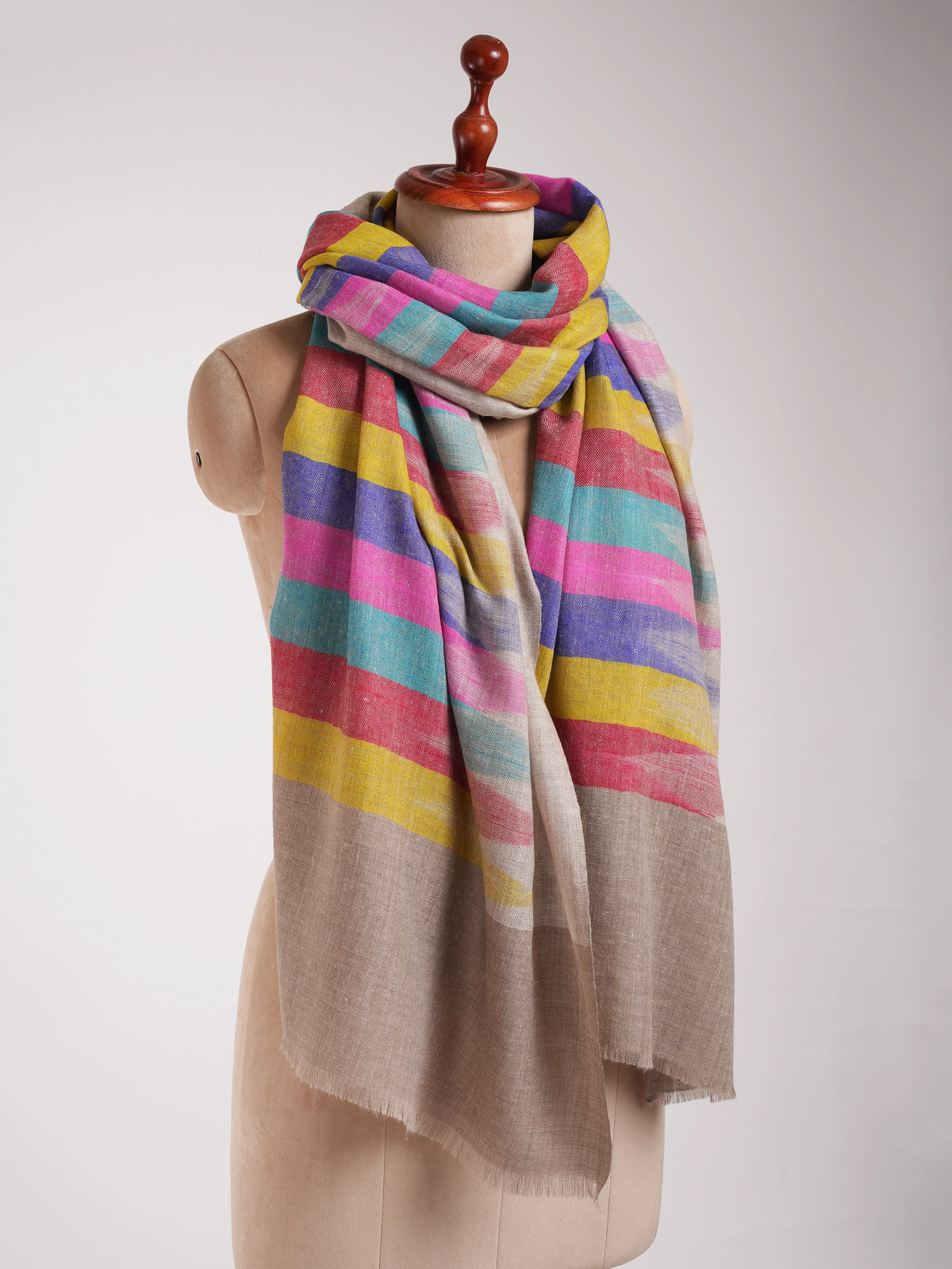 Handloomed Soft Cashmere Pashmina  Ikat Shawl