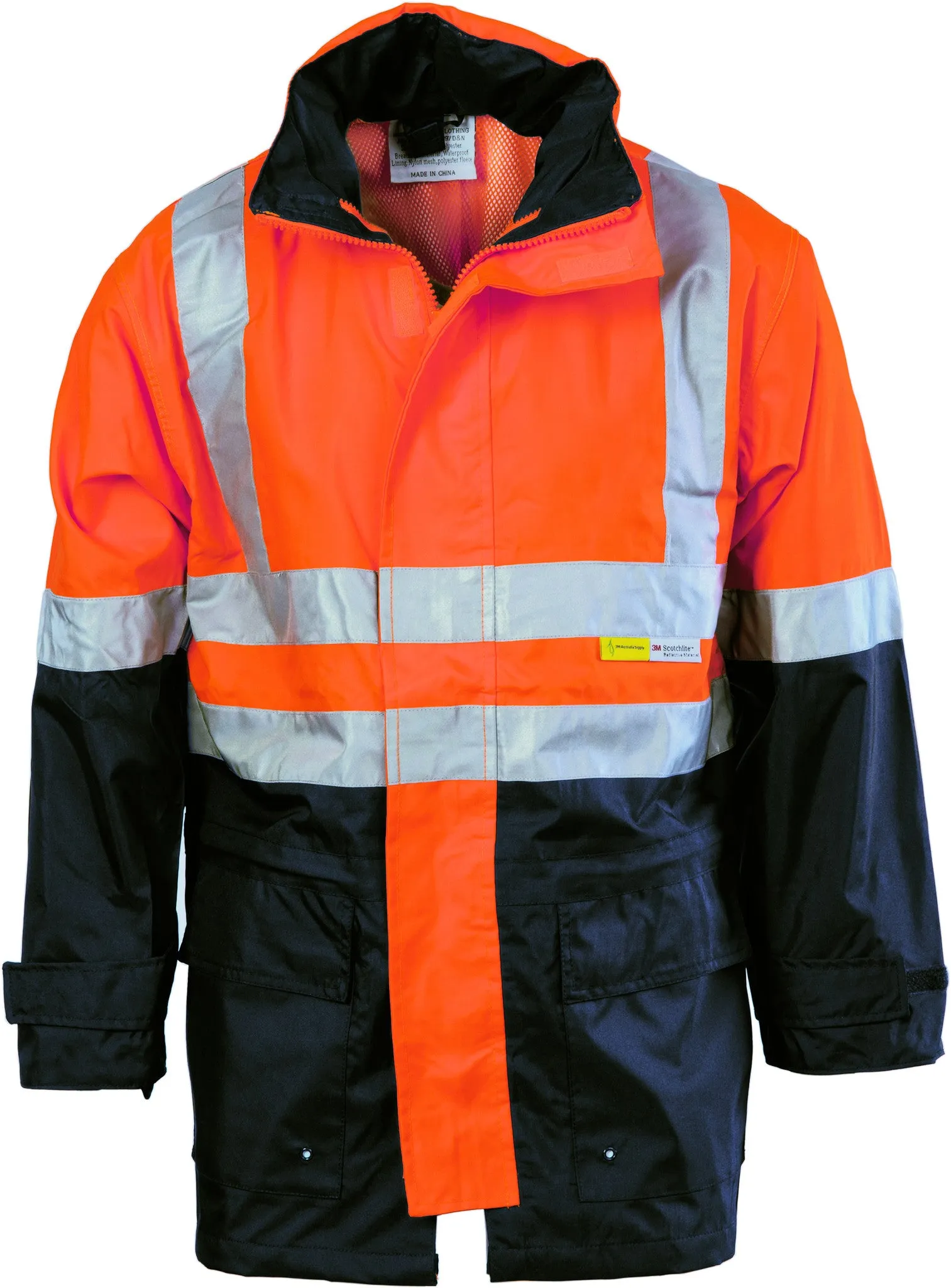 HiVis Two Tone Breathable Rain Jacket With Reflective Tape