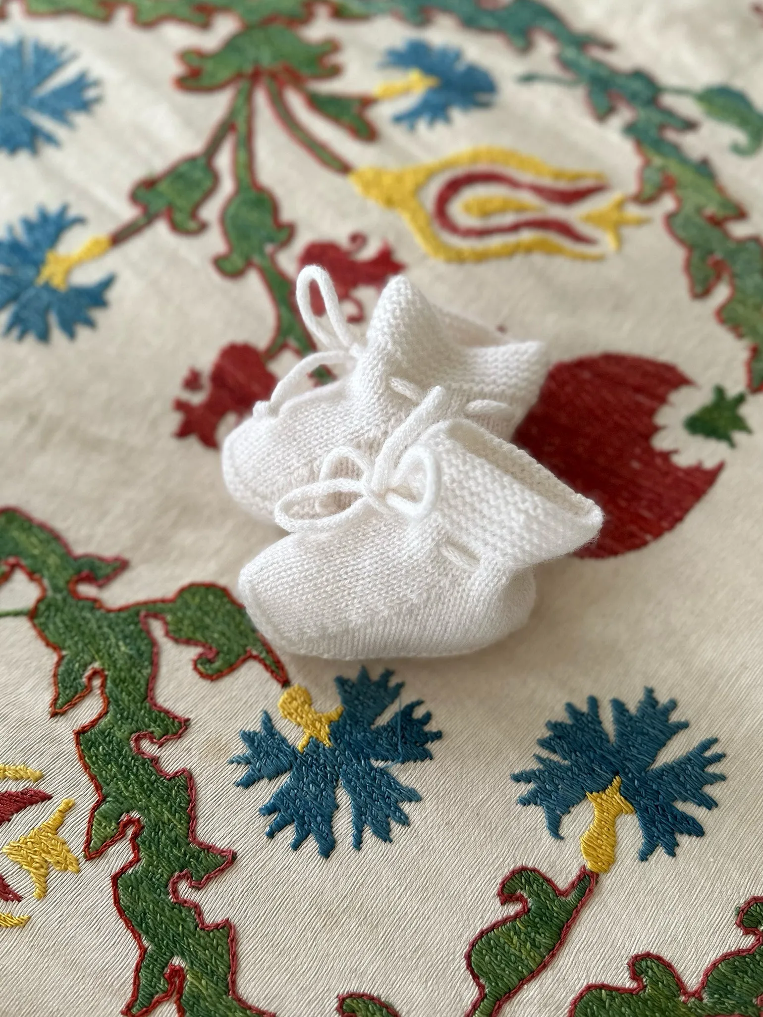 Ivory Evita Cashmere Baby Booties