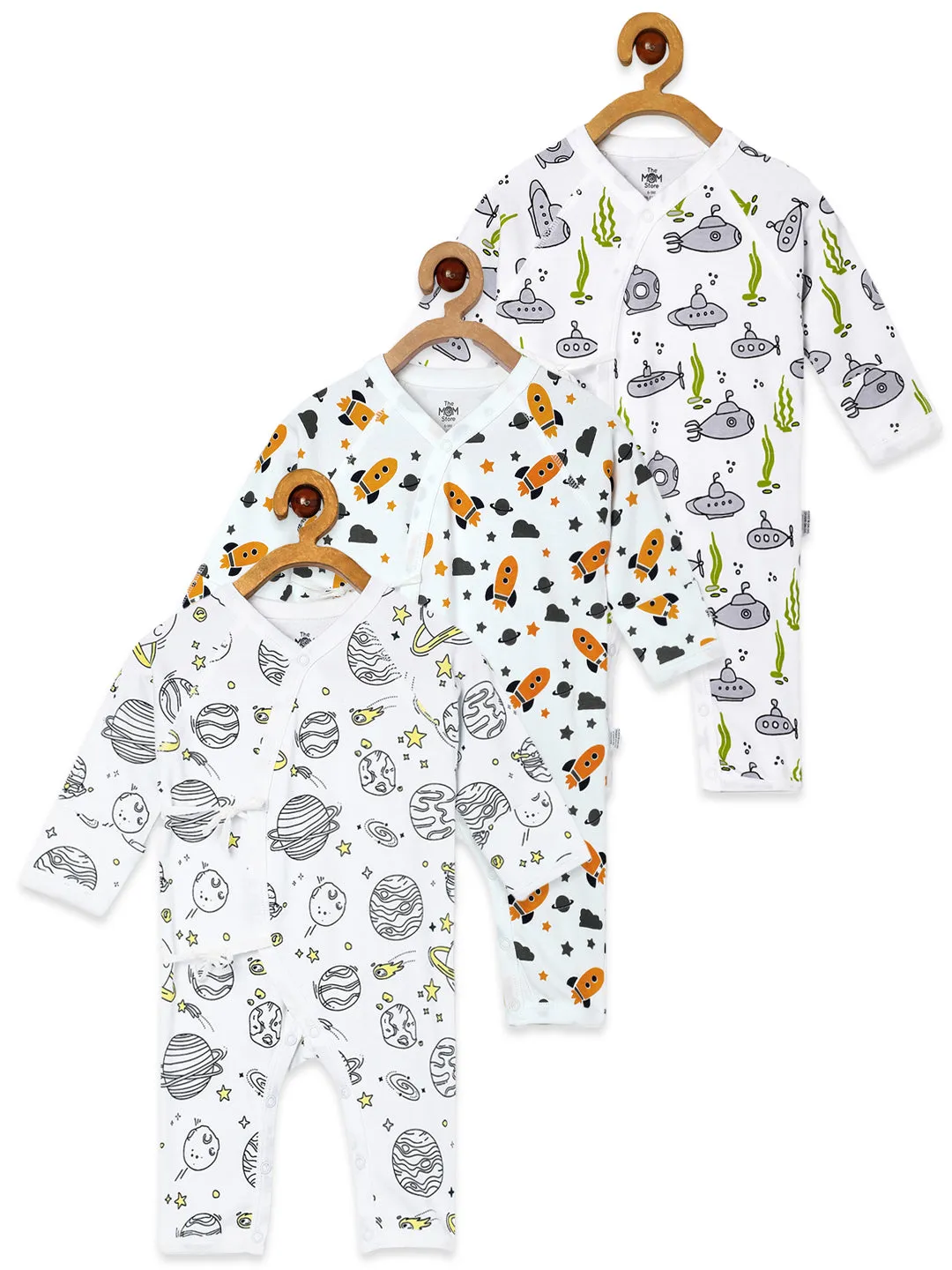 Jabla Style Infant Romper Combo of 3-Planet World-Submarine Ride-Tour to the Space