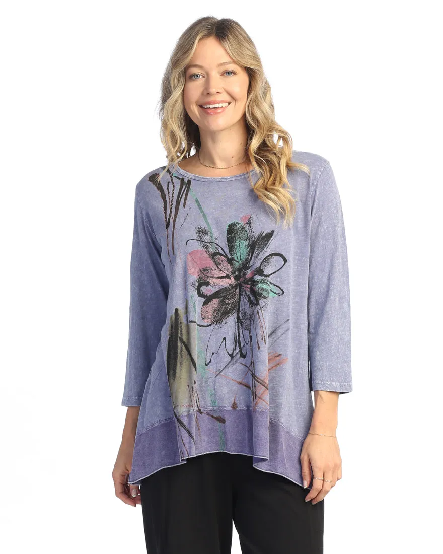 Jess & Jane "Field Notes" Mineral Washed Tunic with Georgette Contrast - M105-2046