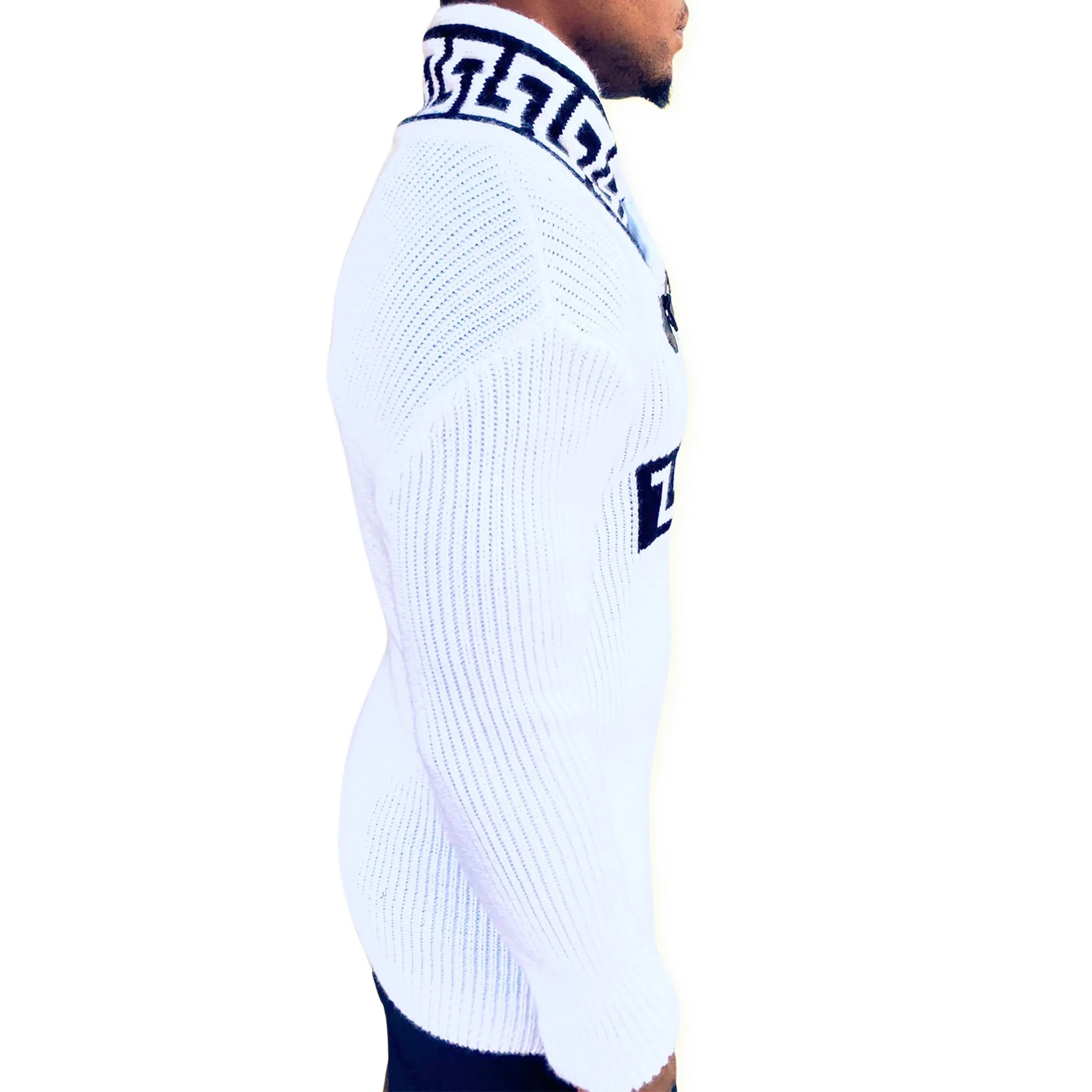 [Jetson] White Shawl Collar Sweater