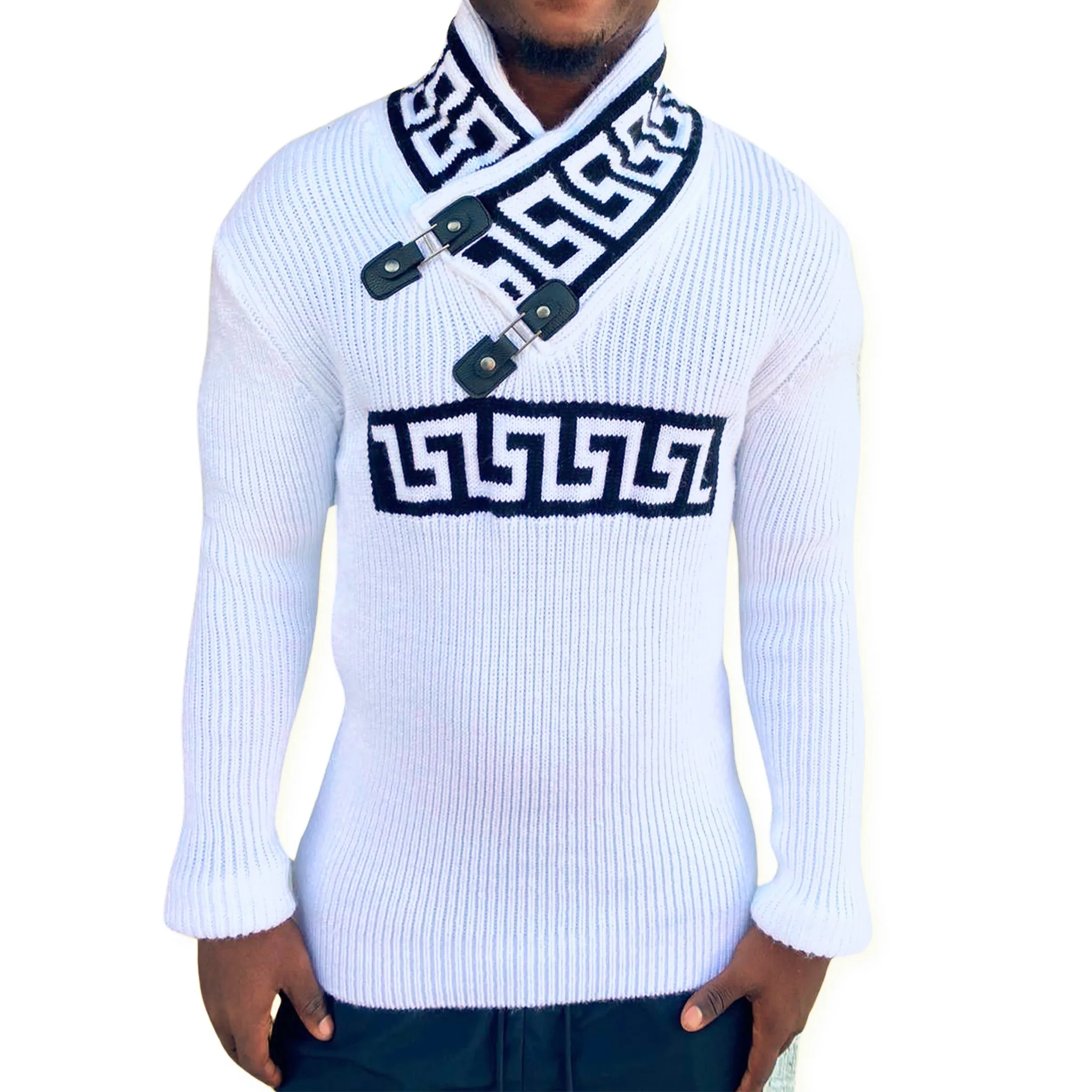 [Jetson] White Shawl Collar Sweater