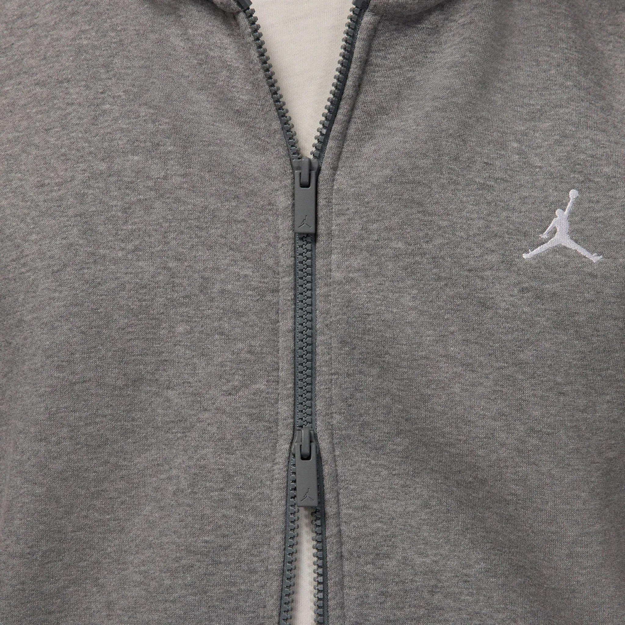 Jordan Brooklyn Fleece Full Zip Hoodie Carbon Heather / White