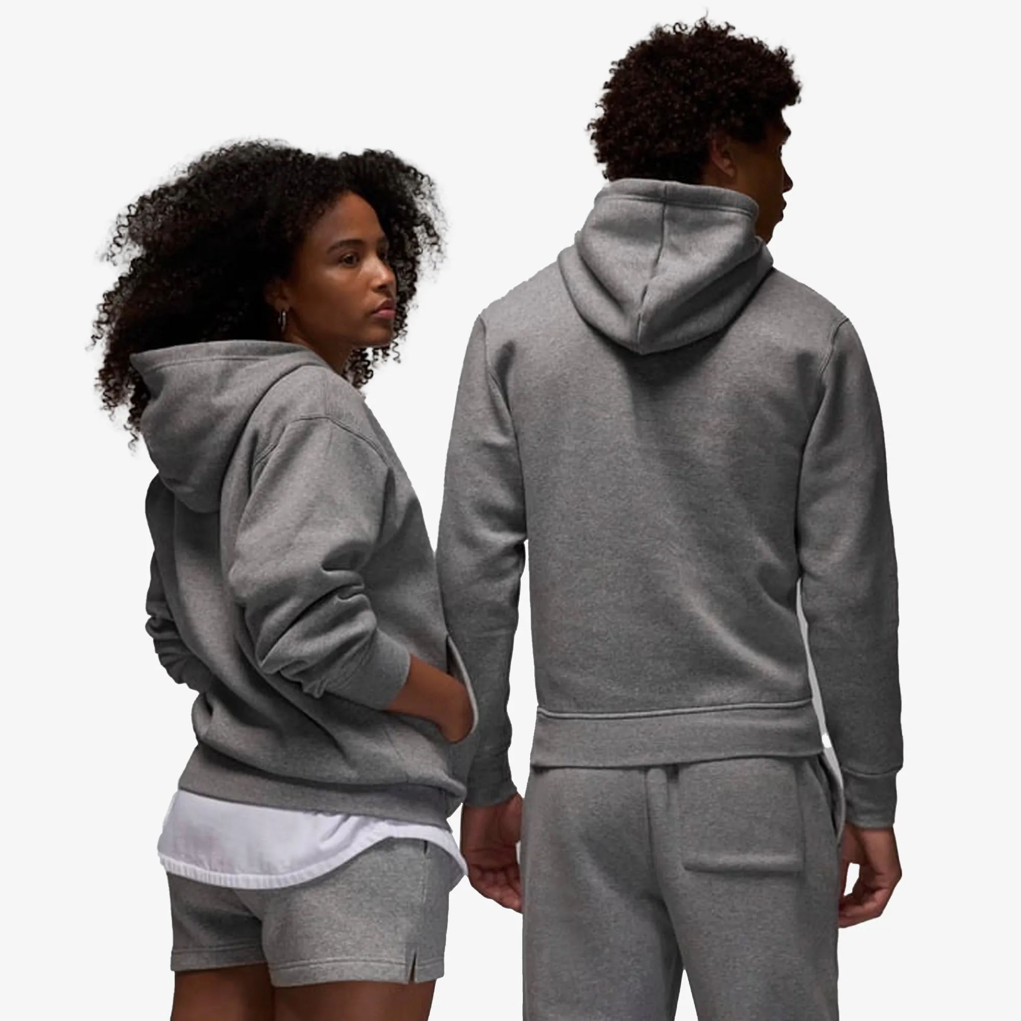 JORDAN | BROOKLYN FLEECE PULLOVER HOODIE { CARBON HEATHER/WHITE