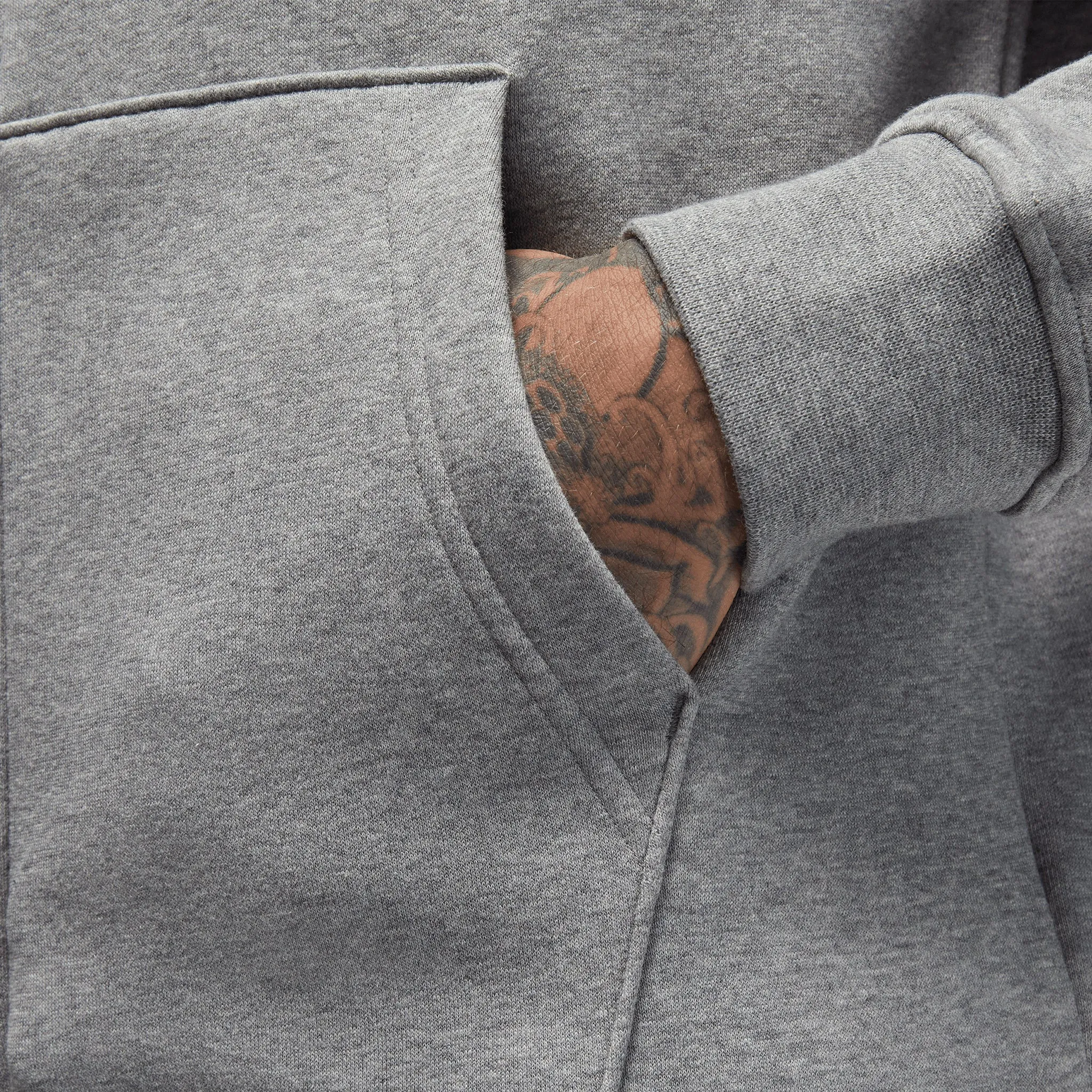 Jordan Essentials Fleece Full Zip Hoodie Carbon Heather / White