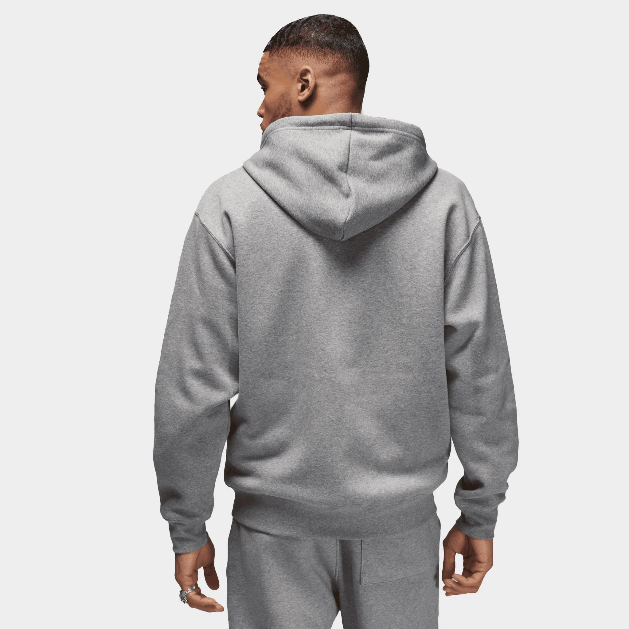 Jordan Essentials Fleece Full Zip Hoodie Carbon Heather / White