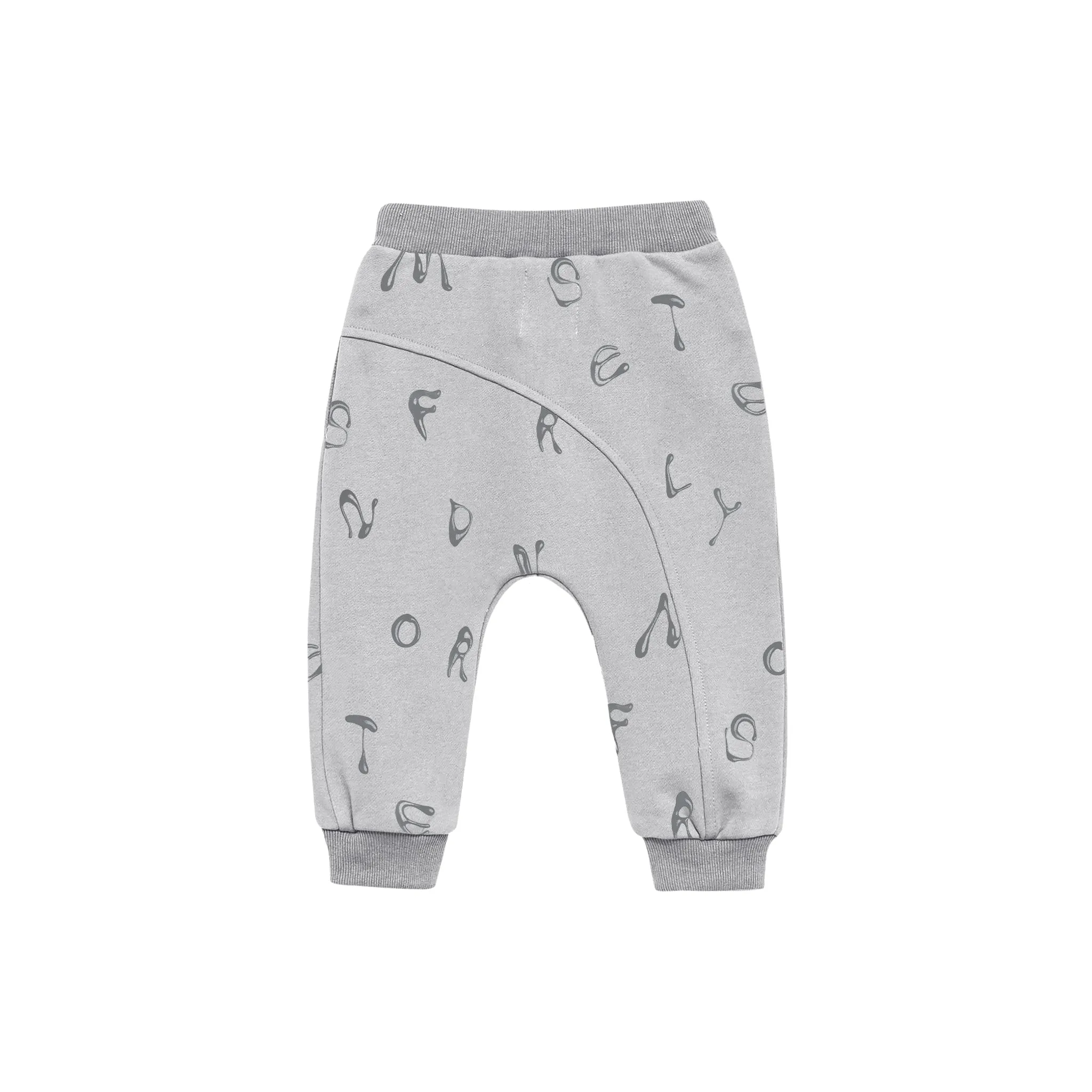 Kids Terry Joggers With Print - Light Grey