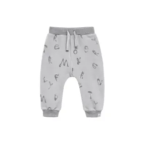 Kids Terry Joggers With Print - Light Grey