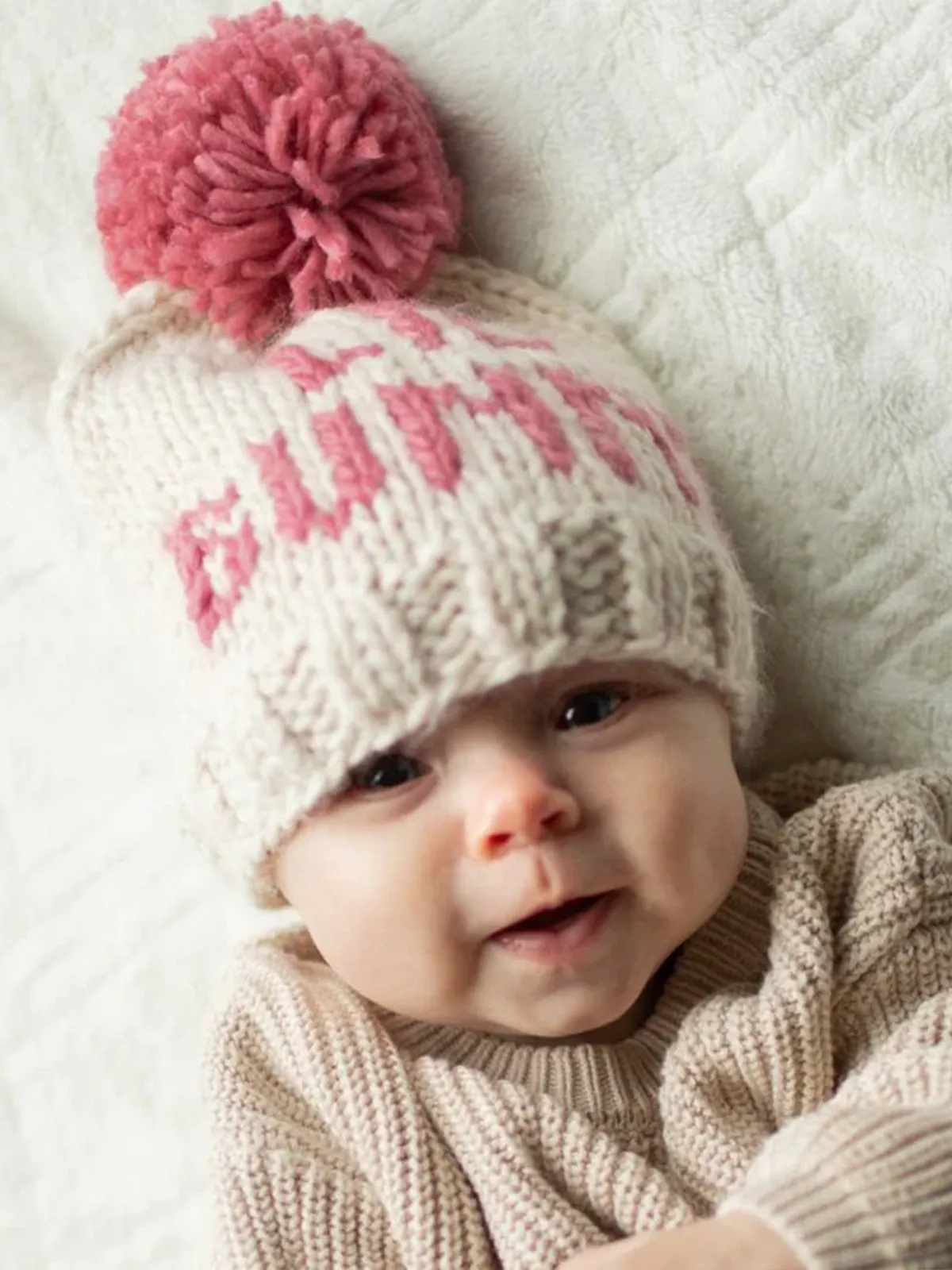 Knit Pom Hat, Lil Bunny Pink