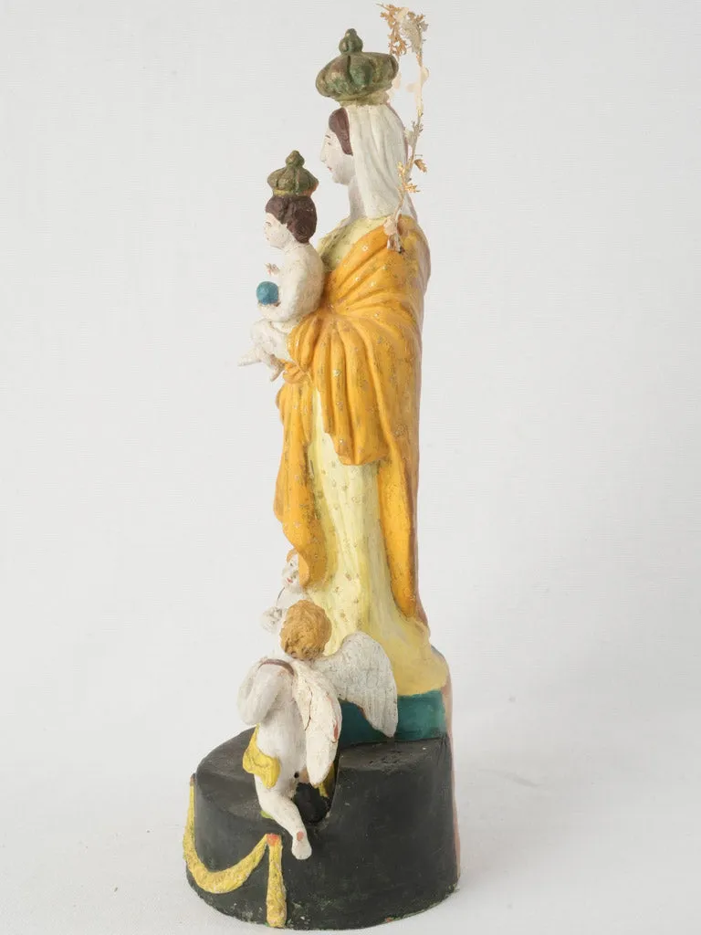 Large Santibelli Sculpture of the Virgin and Child with Cherubs - Late 19th Century 20½"