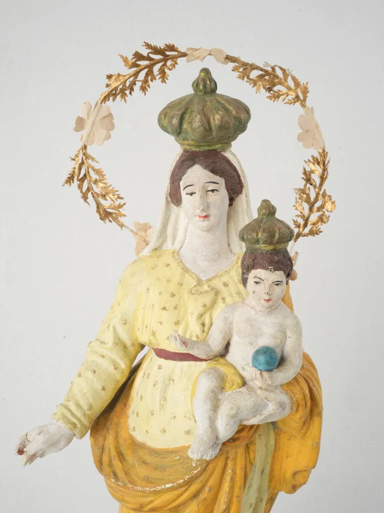 Large Santibelli Sculpture of the Virgin and Child with Cherubs - Late 19th Century 20½"