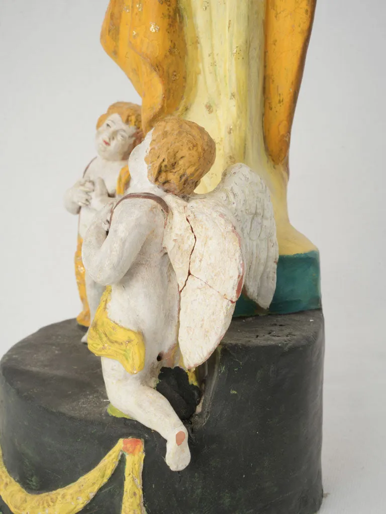 Large Santibelli Sculpture of the Virgin and Child with Cherubs - Late 19th Century 20½"