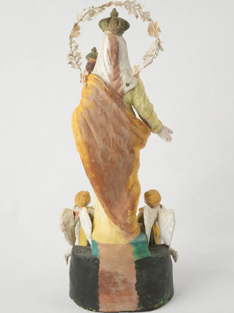 Large Santibelli Sculpture of the Virgin and Child with Cherubs - Late 19th Century 20½"