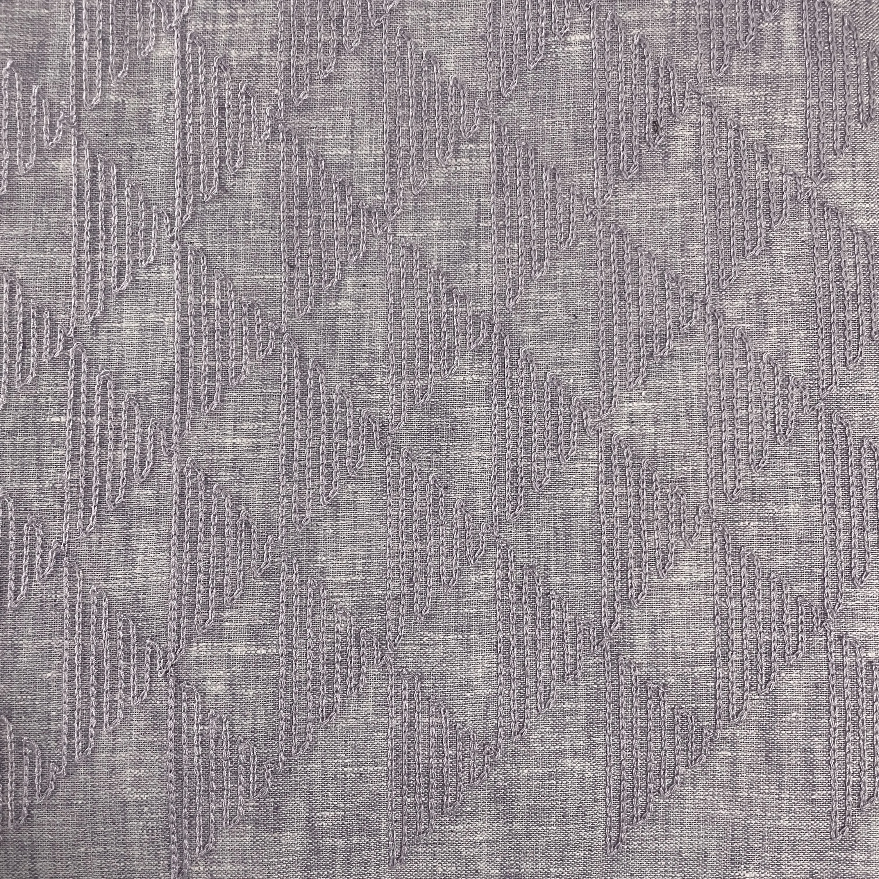 Lavender Abstract Thread Embroidery Linen Fabric