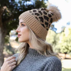 Leopard Knit Beanie Hat