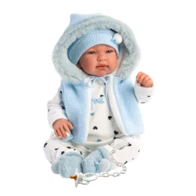 Llorens - Newborn Baby Boy Doll with Crying Mechanism & Blue Romper: Tino 44cm