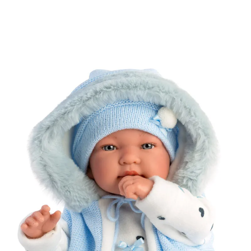 Llorens - Newborn Baby Boy Doll with Crying Mechanism & Blue Romper: Tino 44cm