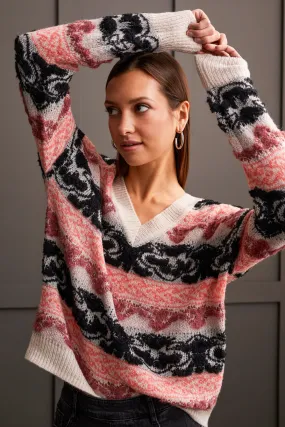 LOOPED YARN V-NECK SWEATER