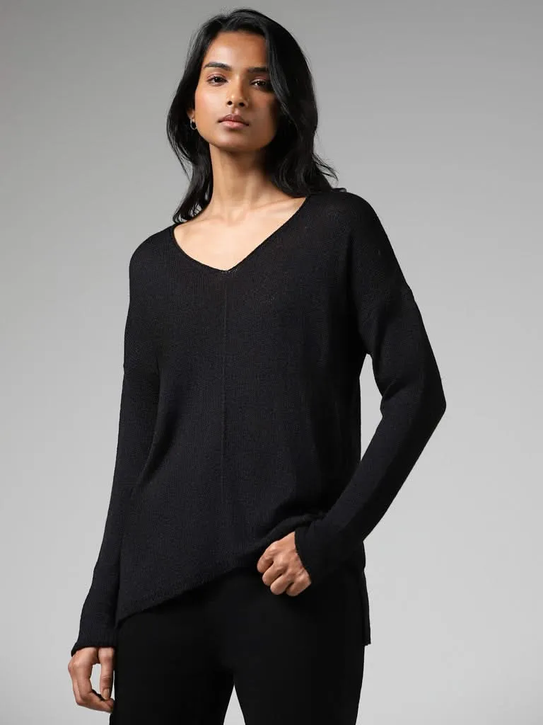 LOV Black High Low Sweater