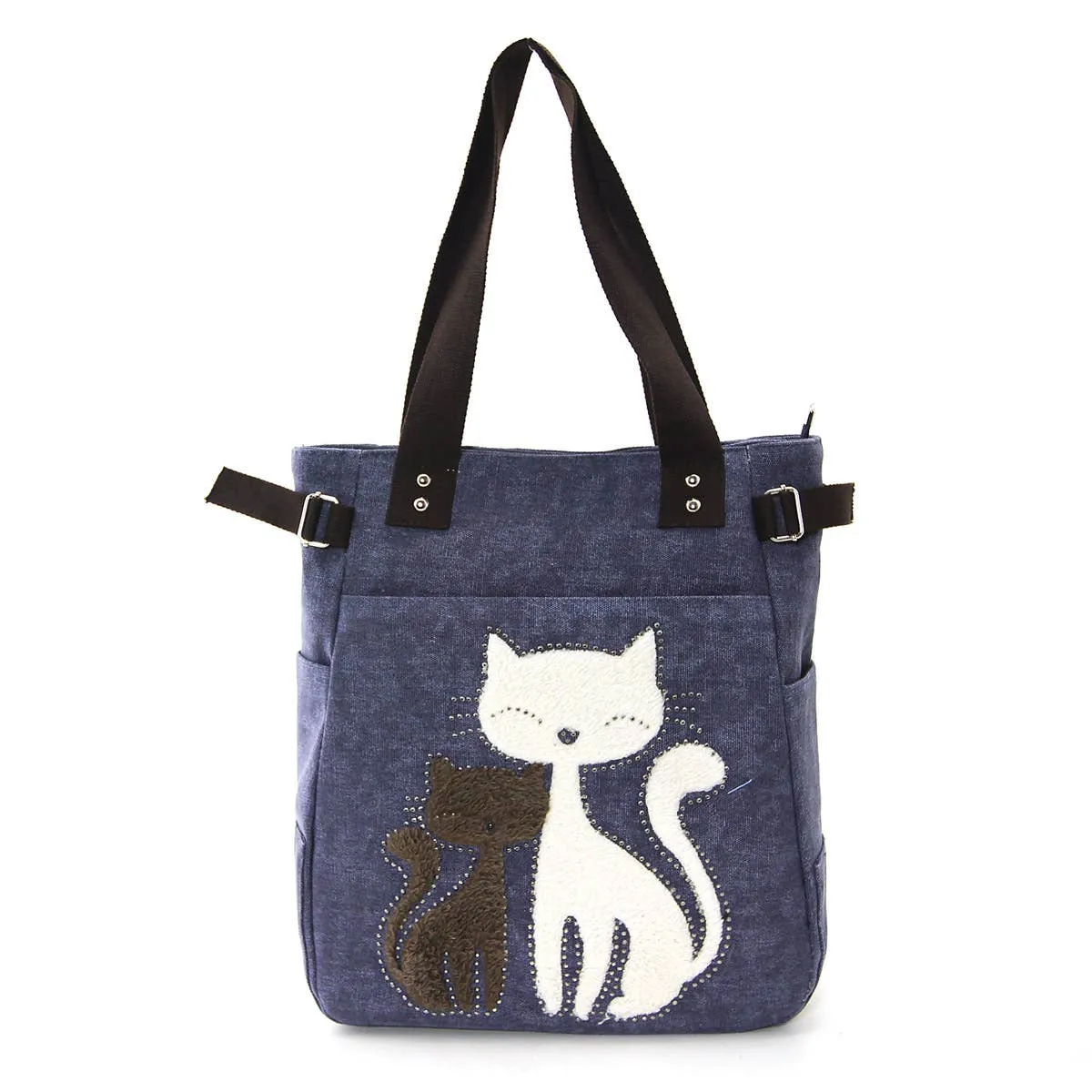 Lovely Cats With Faux Fur And Studs Tote Bag