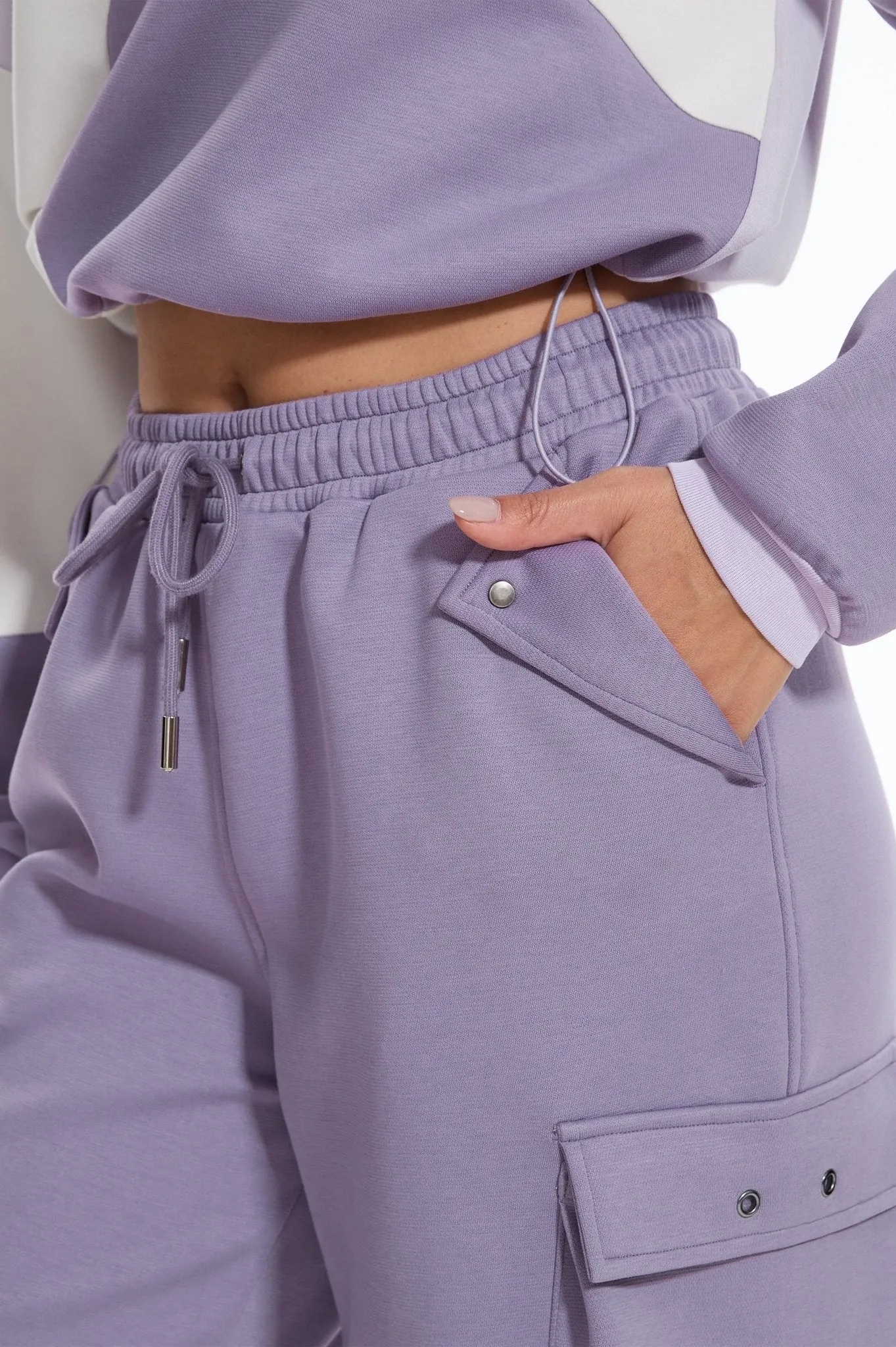 Make Wave High Waisted Sweatpants Casual Baggy Joggers - Purple