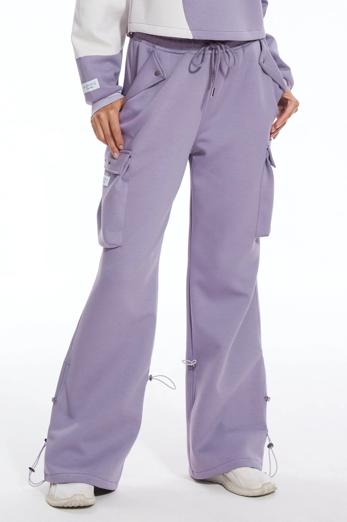 Make Wave High Waisted Sweatpants Casual Baggy Joggers - Purple